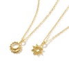 Picture of 18K Real Gold Plated Link Cable Chain Sun & Moon Pendant Charm Necklace, Brass 46cm(18.1") + 6cm(2.4"), For Women, Exquisite Galaxy Eco-friendly