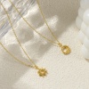 Picture of 18K Real Gold Plated Link Cable Chain Sun & Moon Pendant Charm Necklace, Brass 46cm(18.1") + 6cm(2.4"), For Women, Exquisite Galaxy Eco-friendly
