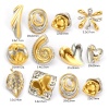 Picture of 1 Pair Eco-friendly PVD Vacuum Plating Dainty Exquisite 18K Real Gold Plated & Silver Tone 304 Stainless Steel Two Tone Ear Post Stud Earrings For Women Gift