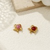 Picture of Vacuum Plating 304 Stainless Steel Ocean Jewelry Charms 18K Gold Plated Enamel Goldfish Glitter 15.5mm x 15mm