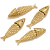 Picture of Vacuum Plating 304 Stainless Steel & Cubic Zirconia Ocean Jewelry Pendants 18K Gold Plated Fish Animal 3D Movable 5cm x 1.4cm