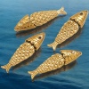 Picture of Vacuum Plating 304 Stainless Steel & Cubic Zirconia Ocean Jewelry Pendants 18K Gold Plated Fish Animal 3D Movable 5cm x 1.4cm