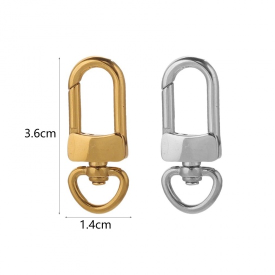 Imagen de Eco-friendly 304 Stainless Steel Bolt Spring Ring Clasps Multicolor Rotatable 3.6cm x 1.4cm