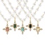 Picture of 18K Real Gold Plated Beaded Chain Cross Pendant Charm Necklace, 304 Stainless Steel & Gemstone 45cm(17.7"), For Women, Clear Rhinestone Acrylic Imitation Pearl, Eco-friendly PVD Vacuum Plating