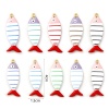 Picture of Eco-friendly PVD Vacuum Plating 304 Stainless Steel Ocean Jewelry Pendants 18K Gold Plated Fish Animal Stripe Double-sided Enamel 4cm x 1.5cm