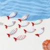 Picture of Eco-friendly PVD Vacuum Plating 304 Stainless Steel Ocean Jewelry Pendants 18K Gold Plated Fish Animal Stripe Double-sided Enamel 4cm x 1.5cm