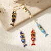 1 個 エコフレンドリー 真鍮 海ジュエリー ペンダント 18Kリアルゴールドメッキ エナメル 魚 可動式 3.6cm x 0.8cm、 の画像
