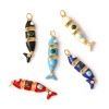 1 個 エコフレンドリー 真鍮 海ジュエリー ペンダント 18Kリアルゴールドメッキ エナメル 魚 可動式 3.6cm x 0.8cm、 の画像