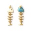 Immagine di 1 Pz Ecologico Ottone Gioielli Oceanici Ciondoli Pendenti 18K Vero Oro Placcato Smalto Osso di Pesce Mobile Trasparente Cubic Zirconiae 3.1cm x 1cm