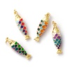 Picture of Eco-friendly Brass Ocean Jewelry Pendants 18K Real Gold Plated Multicolor Enamel Fish Animal 3D 3.2cm x 0.8cm