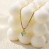Изображение 18K настоящее золото с покрытием Коробка Цепь Ожерелье с подвеской, латунь & Стекло 45см + 5см, Для женщин, С Эмалью Минималистский Изысканный подарок, Экологичный, 1 ШТ
