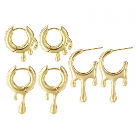 Umweltfreundlich Minimalistisch Exquisit 18K Echtgold plattiert Messing Tropfen Hoop Ohrringe Für Frauen Geschenk