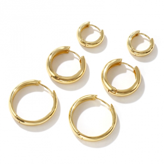Image de 1 Paire Boucles d'Oreilles Créoles Exquis en Laiton Respectueux de la Nature Minimaliste Plaqué Or Véritable 18K Cadeau Pour Femmes