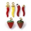 Picture of Eco-friendly 304 Stainless Steel Charms Multicolor Enamel Chili Strawberry Fruit 3D