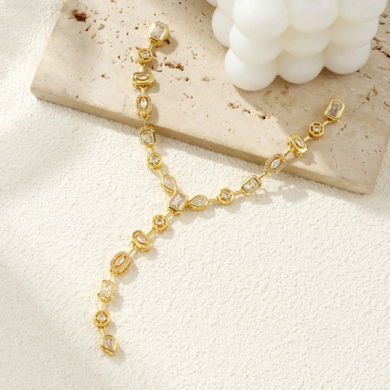 Bild von 1 Piece Brass & Cubic Zirconia Pendants Multicolor Tassel Movable 8.3cm x 0.9cm