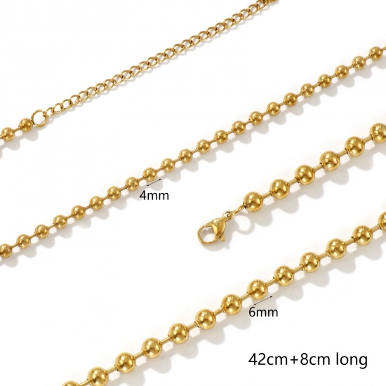 Immagine di 1 Pz 18K Vero Oro Placcato Catena a Pallini Collana, 304 Acciaio Inossidabile Per Donne, Minimalista Squisito Regalo, Placcatura Sottovuoto PVD Ecologica