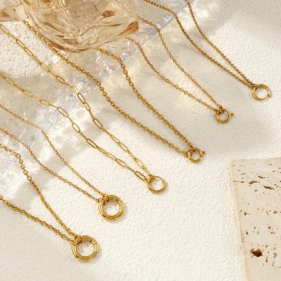 Immagine di 1 Pz 18K Vero Oro Placcato Collana, 304 Acciaio Inossidabile Per Donne, Minimalista Squisito Regalo, Placcatura Sottovuoto PVD Ecologica