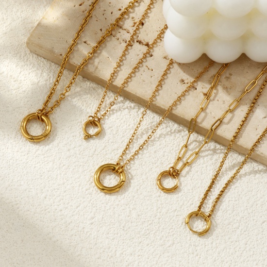 Immagine di 1 Pz 18K Vero Oro Placcato Collana, 304 Acciaio Inossidabile Per Donne, Minimalista Squisito Regalo, Placcatura Sottovuoto PVD Ecologica