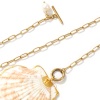 Picture of 18K Real Gold Plated Paperclip Link Chain Pendant Charm Necklace, 304 Stainless Steel & Natural Shell 45cm(17.7"), For Women, Natural Dainty Casual Gift, Eco-friendly PVD Vacuum Plating