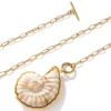 Picture of 18K Real Gold Plated Paperclip Link Chain Pendant Charm Necklace, 304 Stainless Steel & Resin 45cm(17.7"), For Women, Creamy-White Dainty Casual Gift, Eco-friendly PVD Vacuum Plating