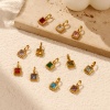 Imagen de 1 Unidad Recubrimiento al Vacío PVD Ecológico 304 Acero Inoxidable & Vidrio Piedra de Nacimiento Colgantes 18K Oro Real Chapado Cuadrado Mini 12.5mm x 6mm