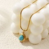 Bild von 18K Echtgold plattiert Quadratische Schlangenkette Anhänger Halskette, 304 Edelstahl 45cm + 5cm, Für Frauen, Cyan Mit Harz Imitat Howlith Cabochons, Böhmischer Stil Ethnischer Stil Geschenk, Umweltfreundliche PVD-Vakuumbeschichtung