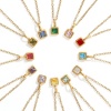 Picture of Wholesale Square Birthstone Pendant Charm Necklace, 18K Real Gold Plated 304 Stainless Steel Link Cable Chain, Women's Eco-friendly PVD Vacuum Plating Stylish Minimalist Gift Jewelry For Retailer, 45cm(17.7") + 5cm(2") long, 1 Piece
