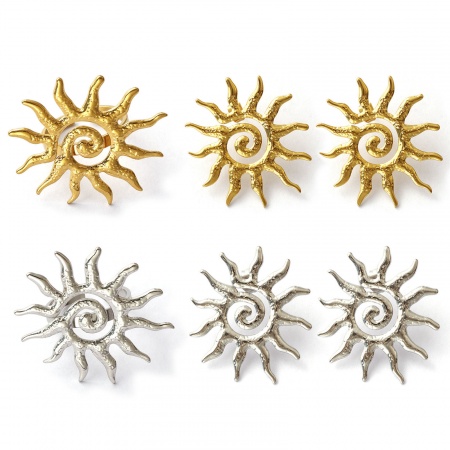 1 Paire Boucles d'Oreilles & Bagues Puces Galaxie en 304 Acier Inoxydable Respectueux de la Nature Soleil Spiral Multicolore