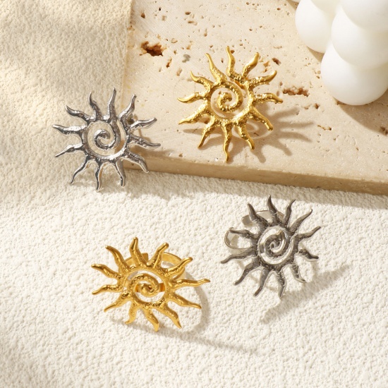Image de 1 Paire Boucles d'Oreilles & Bagues Puces Galaxie en 304 Acier Inoxydable Respectueux de la Nature Soleil Spiral Multicolore