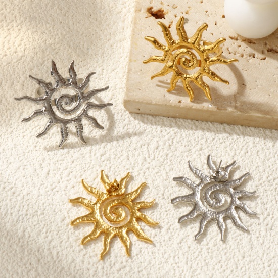 Image de 1 Paire Boucles d'Oreilles & Bagues Puces Galaxie en 304 Acier Inoxydable Respectueux de la Nature Soleil Spiral Multicolore