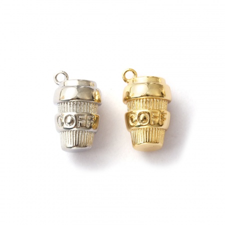 2 Unidades Latón Colgantes Multicolor Taza 3D 16mm x 10mm