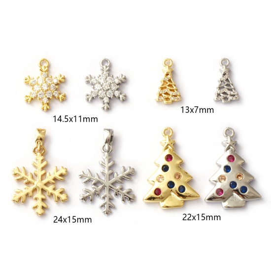 Picture of Brass & Cubic Zirconia Christmas Charms Multicolor