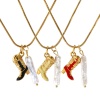 Bild von 18K Echtgold plattiert Quadratische Schlangenkette Stiefel Anhänger Halskette, 304 Edelstahl & Naturperle 45cm + 5cm, Für Frauen, Emaille 3D, West-Cowboy Barock Geschenk, Umweltfreundliche PVD-Vakuumbeschichtung