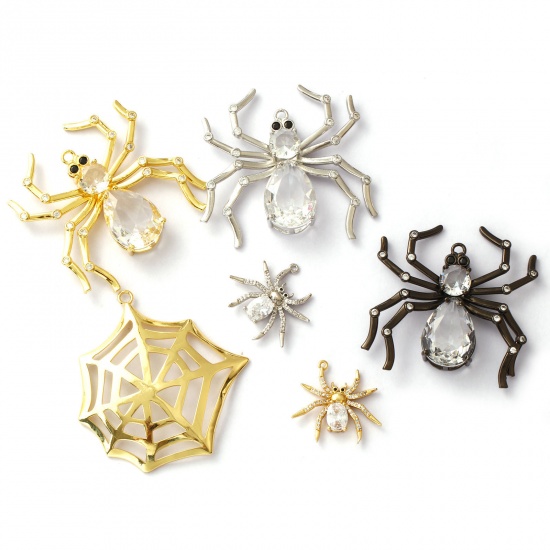 Immagine di 1 Pz Ottone + Zircone Cubico Ciondoli Pendenti Multicolore Ragno
