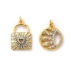 Image de 1 Pièce Pendentifs Galaxie en Laiton Plaqué Or 18K & Plaqué Platine Deux Couleurs à Zircone Cubique Clair