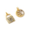 Image de 1 Pièce Pendentifs Galaxie en Laiton Plaqué Or 18K & Plaqué Platine Deux Couleurs à Zircone Cubique Clair