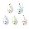 Bild von Vakuumbeschichtung 304 Edelstahl & Acryl Charms Vergoldet Bunt Tropfen Imitat Perle 16mm x 8mm
