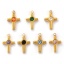 Picture of Vacuum Plating 304 Stainless Steel & Rhinestone Religious Charms Gold Plated Cross 13mm x 8mm