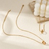 Image de Collier à Breloques Annulaire Plaqué Or Véritable 18K en 304 Acier Inoxydable & Zirconia Cubique Pour Femmes, Chaîne Serpent Carrée 45cm + 5cm, Pierres de Naissance À la Mode Cadeau, Revêtement sous Vide PVD Respectueux de l'Environnement, 1 Pièce