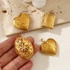 Imagen de 1 Unidad Enchapado al Vacío Ecológico 304 Acero Inoxidable Colgantes Marco de Fotos Locket Chapado en Oro de 18K Puede Abrir