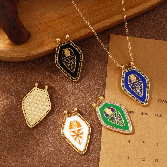 Image de 1 Pièce Pendentifs Respectueux de la Nature en Laiton Plaqué Or Véritable 18K Émail Pentagone 3.5cm x 2.1cm