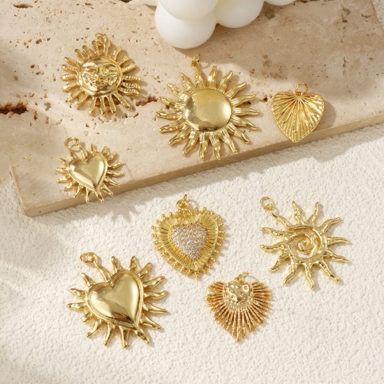 Immagine di 1 Pz Ecologico Ottone Ciondoli Pendenti 18K Vero Oro Placcato Ex Voto Cuore
