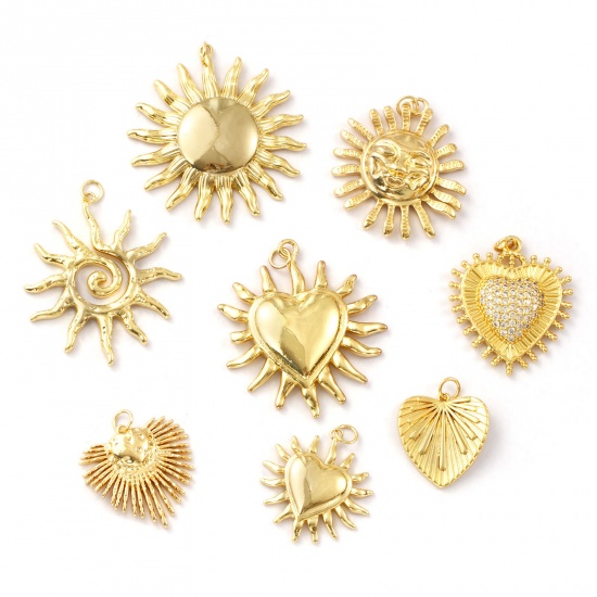 Immagine di 1 Pz Ecologico Ottone Ciondoli Pendenti 18K Vero Oro Placcato Ex Voto Cuore