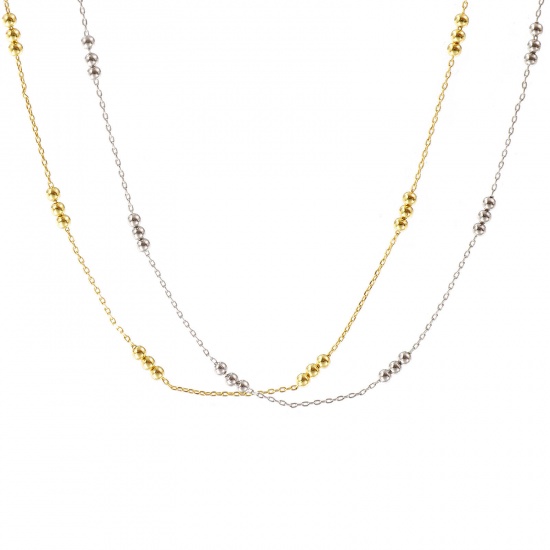 Immagine di 1 Pz Vero Oro Placcato Catena a Cavo Collana, Ottone 40cm + 5cm, Per Donne, Minimalista Squisito Regalo, Ecologico