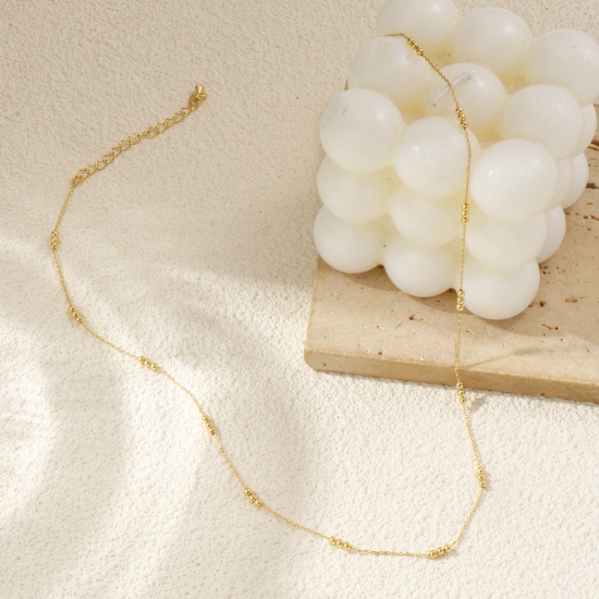 Immagine di 1 Pz Vero Oro Placcato Catena a Cavo Collana, Ottone 40cm + 5cm, Per Donne, Minimalista Squisito Regalo, Ecologico