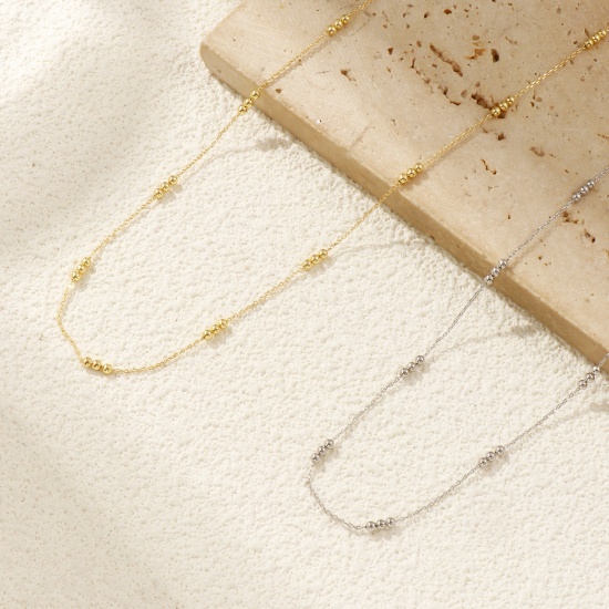 Immagine di 1 Pz Vero Oro Placcato Catena a Cavo Collana, Ottone 40cm + 5cm, Per Donne, Minimalista Squisito Regalo, Ecologico