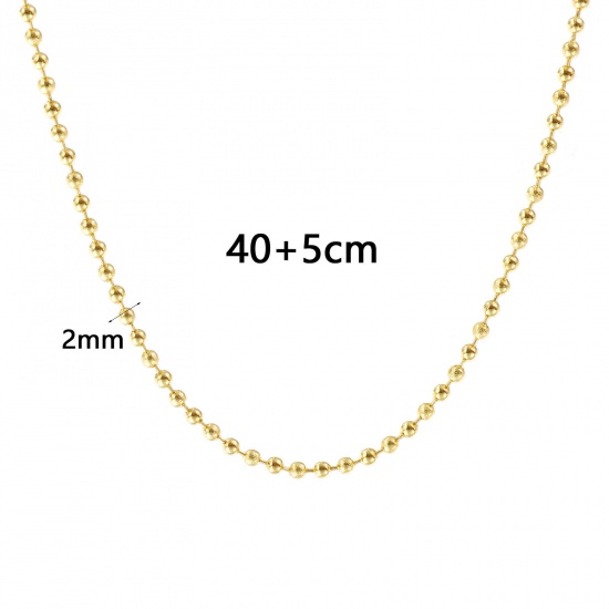 Immagine di 1 Pz Vero Oro Placcato Catena a Pallini Collana, Ottone 40cm + 5cm, Per Donne, Polvere di Stelle, Minimalista Squisito Regalo, Ecologico