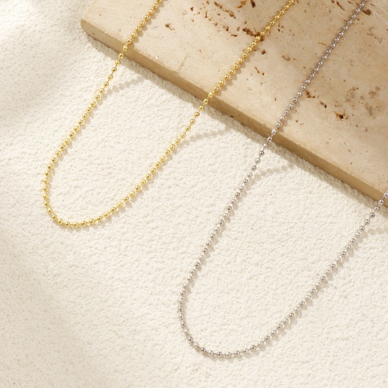 Immagine di 1 Pz Vero Oro Placcato Catena a Pallini Collana, Ottone 40cm + 5cm, Per Donne, Polvere di Stelle, Minimalista Squisito Regalo, Ecologico