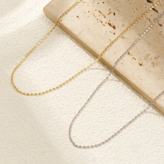 Bild von Echtgold plattiert S-Panzerkette Kette Halskette, Messing 40cm + 5cm, Für Frauen, Minimalistisch Exquisit Geschenk, Umweltfreundlich