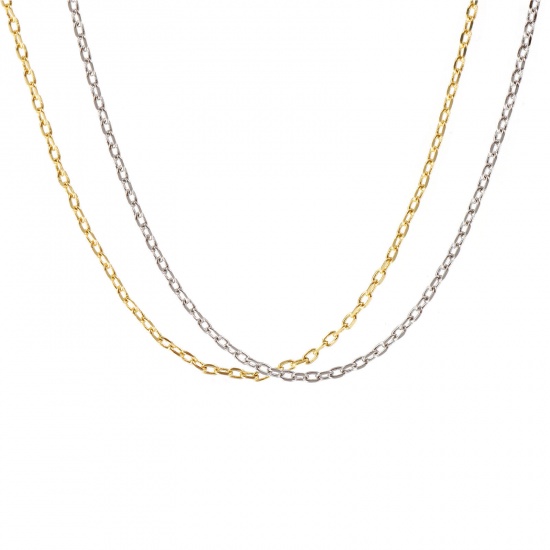 Immagine di 1 Pz Vero Oro Placcato Catena a Cavo Collana, Ottone 40cm + 5cm, Per Donne, Minimalista Squisito Regalo, Ecologico